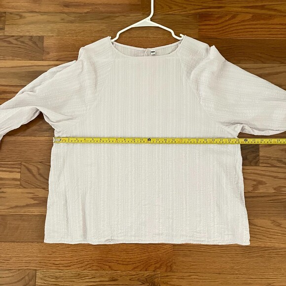 Uniqlo Top Women Medium Light Purple Long Sleeve Boat Neck Elastic Cuffs Cotton - Picture 8 of 10